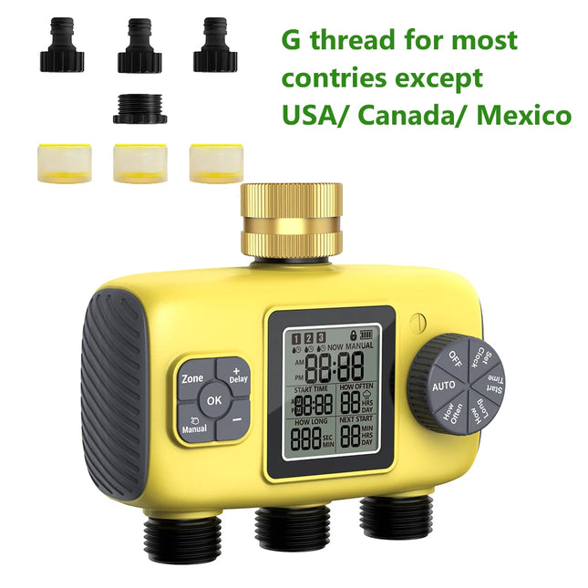 Insoma 3-Outlet Automatic Water Timer Garden Irrigation Watering System Independent Control Sprinkler Programmer Tools
