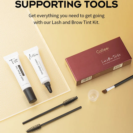 Gollee Classic Black Natural Lash and brow Tinting Set Lasting Waterproof Eyelash Fast Tint Kit Enhancers Easy Dye Makeup Tools