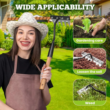 5/6/7/8 Tines Weed Puller Tool Garden Weed Pulling Tool Rake Alloy Steel Hand Weeder Tool Weed Remover Tool for Farm Backyard
