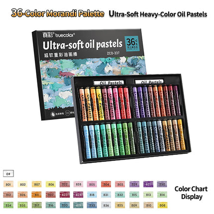 Truecolor 24/36/48 Soft Oil Pastels Set Macaron Morandi Classic Colors Heavy Body Blendable Art Crayons Gift Box for Drawing