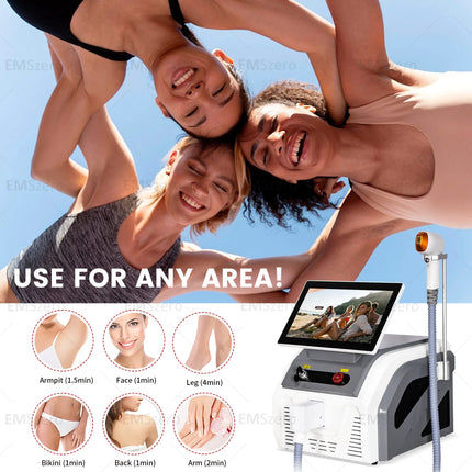 808nm Diode Hair Removal Machine 3 Wavelength 808nm 755nm 1064nm Permanent Hair Removal Equipment Painless Body Epilator Device