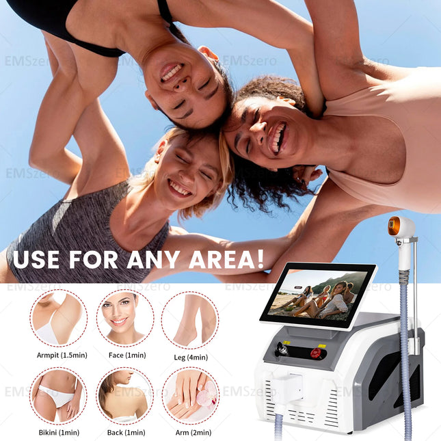 808nm Diode Laser 4000W Hair Removal Machine Alexandrite 3 Wavelength Ice Platinum Permanent Painless Cooling Head Epilator