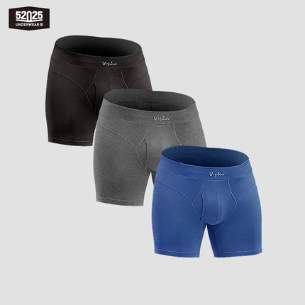 52025 Men's Cotton Modal Boxer Briefs – Ultra-Soft Breathable Underwear with Extended Coverage, All-Day Comfort and Modern Fit