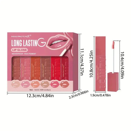 6-piece lip gloss set, moisturizing and brightening lip oil, long-lasting effect, exclusively for women