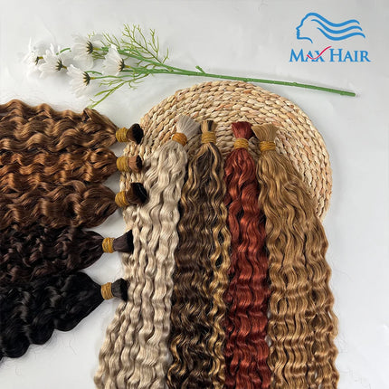 Wholesale Red Deep Wave Hair Bulk for Boho Braids 100% Human Hair Extensions No Weft Blonde Red Curly 613 Vietnamese Hair 30inch