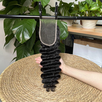 13X6 4X6 HD Lace Closure Frontal Human Hair Deep Wave Hair Melt Skins Pre Plucked 100% Real HD Lace Closure Only Virgin Hair