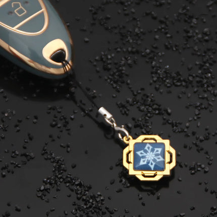 Genshin Impact Hanging Rope Pendant Keychain Eye Of God Seven Elements Double Sided Glass Pendant Keyring Cell Phone Charm