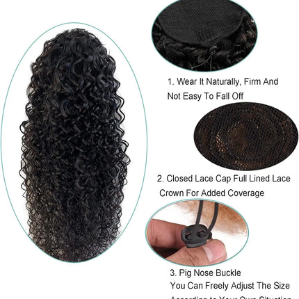 Deep Wave Drawstring Ponytail 100% Real Human Hair Extensions 100g Brazilian Remy Natural Black Hairpiece With Clip In Pony Tail