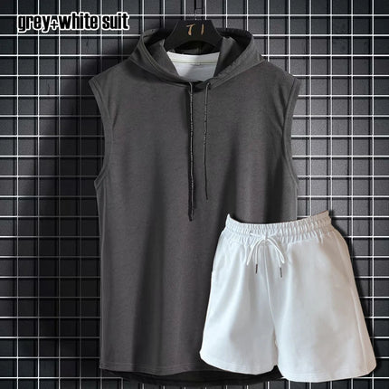 Women's Sleeveless Shirts Hooded Sports Fitness Tops Loose Quick-Drying Breathable Casual Running Yoga Tank Top
