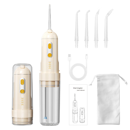 Portable Cordless Oral Irrigator Water Flosser 200ml Water Tank 4 Modes IPX7 Waterproof USB-C Rechargeable With Tongue Cleaning