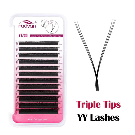 FADVAN YY Eyelashes Extension 2D/3D Faux Mink L+/L/LU(M)/C/D/DD 8-15mm Black/Brown Premade Fan Lashes Extension Makup Tools