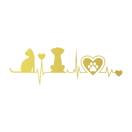 Dog and Cat Silhouette Heartbeat Vinyl Wall Stickers Pet Veterinary Shop Window Decal Car Laptop Removable Decal Veterinary Gift