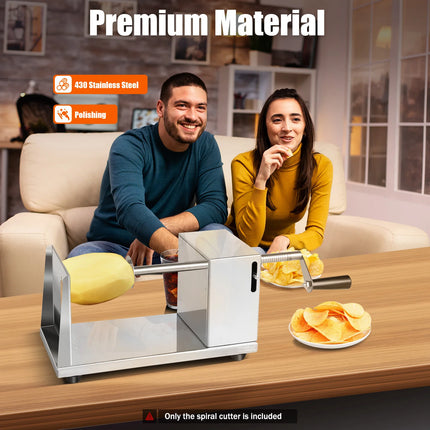 Stainless Steel Manual Potato Cutter for Home Restaurant Snack Bar, Tabletop Spiral Potato Slicer with 4 Blades & Non-slip Feet for Making Tornado Potatoes