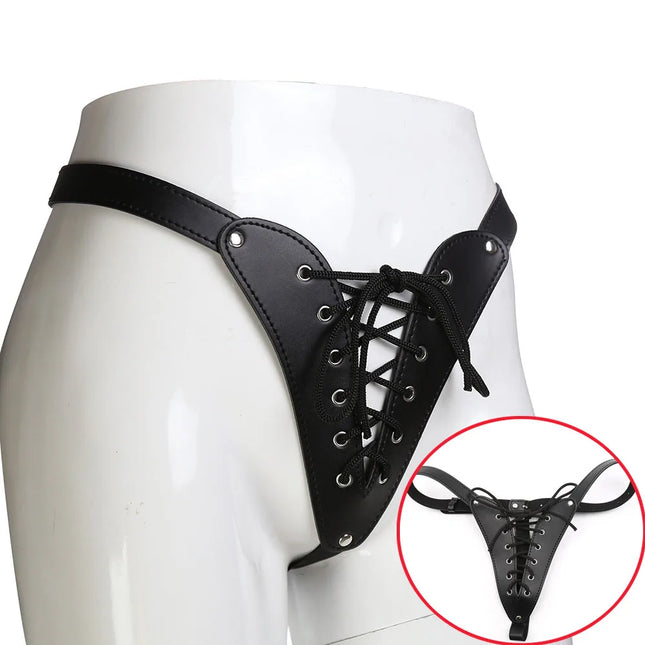 Latex Panties Sex Lingiere For Men Laced Up panty Bondage Underwear Open Crotch Knicker transparent Chastity Thong Unisex Thong