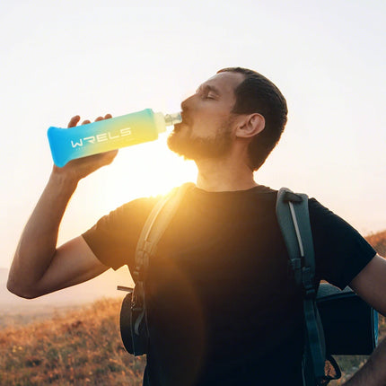 WRELS Folding Water Bottle TPU BPA-Free Collapsible Soft Flask Outdoor Sport Hiking Camping Running Portable Soft Water Bottle