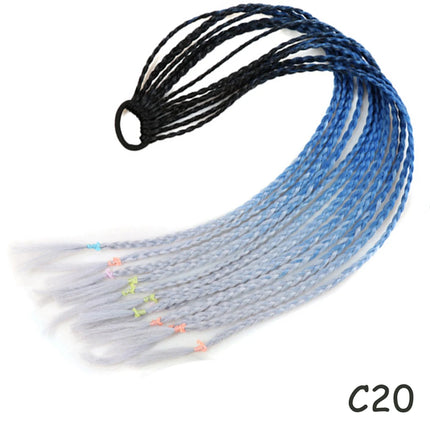 AZQUEEN Synthetic Rainbow Color Braided Ponytail For Girls Hair Elastic Rubber Band 60CM Braid Pony Tail Hair Extensions