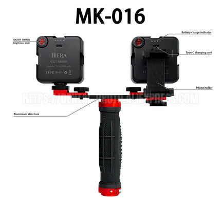 HERA MK-016 LED Photography Light for Phones Professional Photo Video Lighting Smartphone Stand for Enhanced Imagery