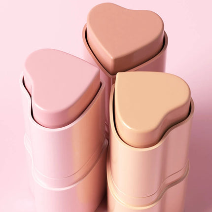 YOUNG VISION 6-Color Matte Heart Blush, Contour Stick, Face Sculpting Mousse Blush, and Lipstick 3-in-1, gift 1pcs makeup brush