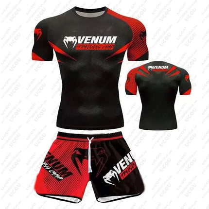 Men Male Boys UFC Boxing Casual Breathable T-Shirt Tee Top T Shirt Gift Sport Fighting Performance 2026 Jiu-jitsu Shorts Set MMA