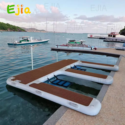 Us Stock 13ft/ 4m EVA Non-Slip Inflatable E Dock Platform Double Jet Ski Dock | Luxury Water Floating Mat for Lake, Pool Boat