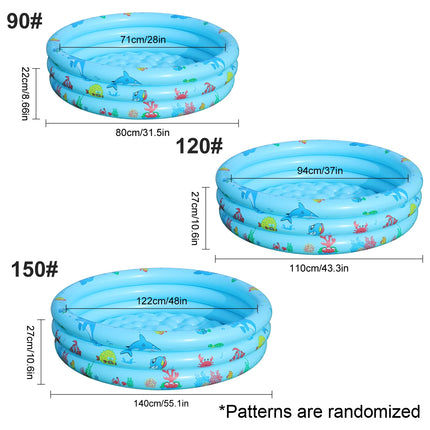 1PC Blue Ocean Inflatable Swimming Pool Round, Portable Above Ground Pool, Thickened PVC Outdoor Backyard Summer Water Play Pool