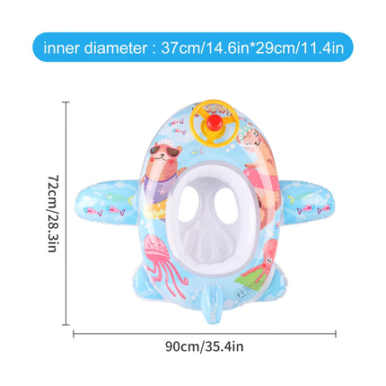 1PC Inflatable Swim Seat Pool Float with Steering Wheel, Cartoon Swimming Ring Water Float Seat for Summer Beach Pool Party