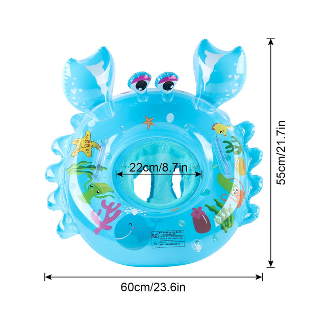 Toddler Pool Floats, Inflatable Pool Ring, Crab Shape with Seat Handles Swimming Circle for Pool Beach
