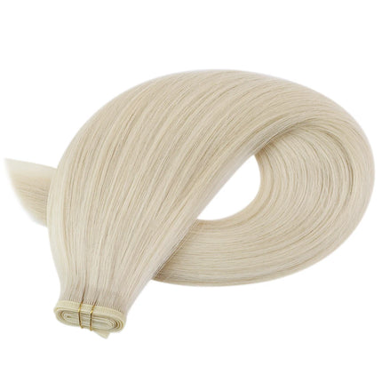 Moresoo Flat Silk Weft Extensions 100% Virgin Human Hair 10A Grade Double Drawn Sew In Weft Flat Track Weaves Natural Straight