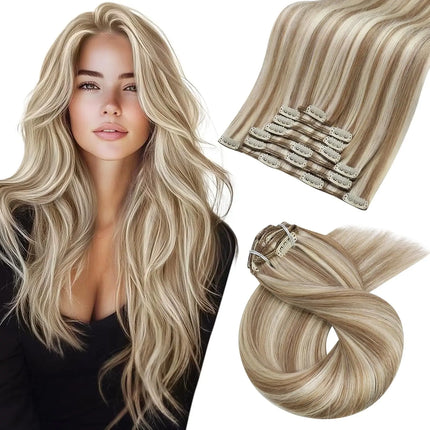 [Hot Sale] Moresoo Clip in Hair Extensions Real Natural Hair Remy Straight Set 5&7 Pcs Brazilian Clip in Human Hair Extensions