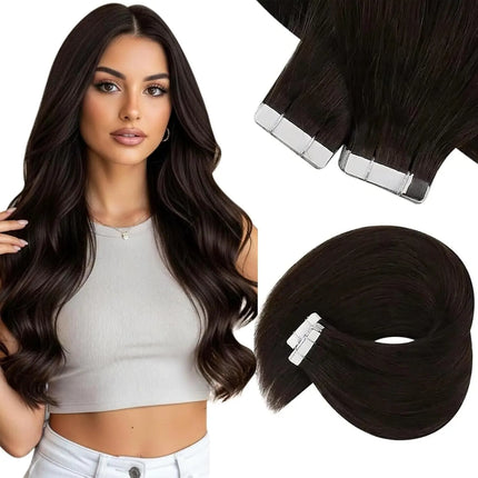 VeSunny Tape in Hair Extensions Human Hair Balayage Color Real Natural Hair Skin Weft Straight Seamless Remy Hair Extensions