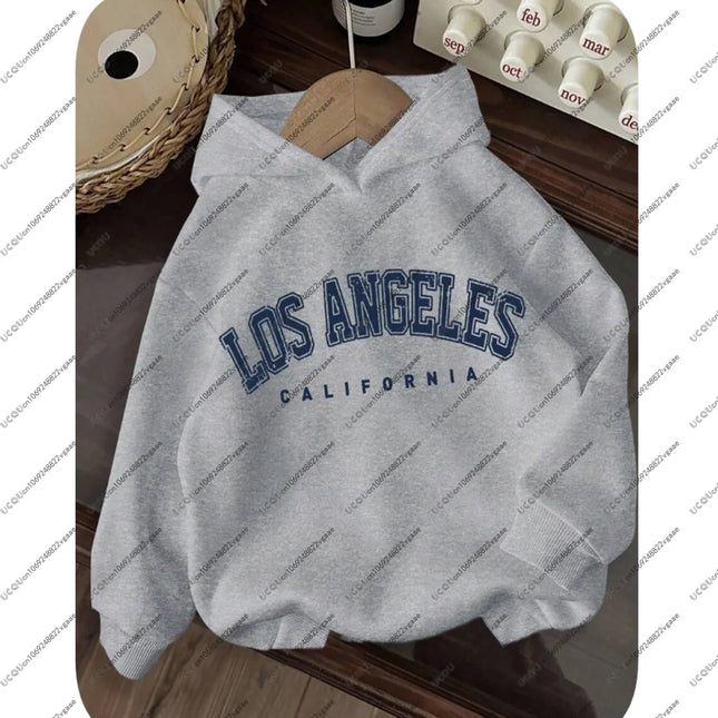 Young Boys Casual Comfortable Los Angeles Graphic Hoodie Girls Men Tee Autumn/Winter Pullover Top Gift Cotton Sweatshirt Sport