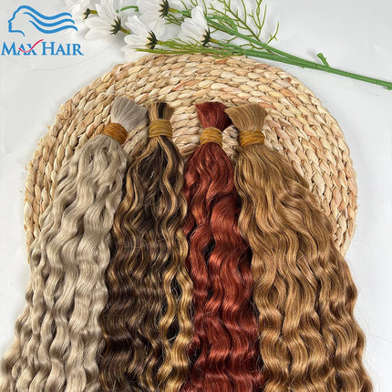Wholesale Red Deep Wave Hair Bulk for Boho Braids 100% Human Hair Extensions No Weft Blonde Red Curly 613 Vietnamese Hair 30inch