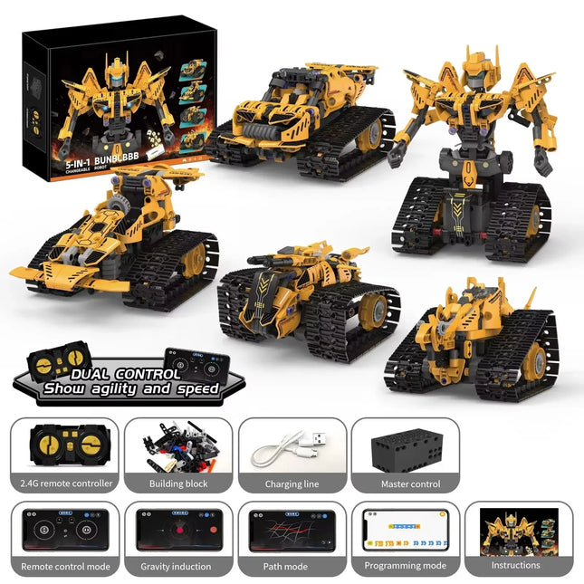 5 in 1 RC Off-Road Vehicle Transforming Robot Building Blocks Racing Car Toy for Boys Creative Birthday Gift