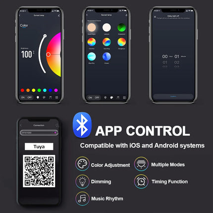 Smart Sunset Lamp Tuya LED Night Ligh USB RGB Smart Life APP Remote Projection For Room Decoration Photography Festival Birth