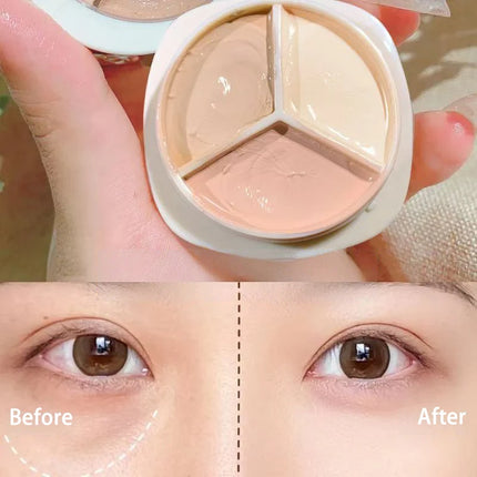 Three-color concealer palette, waterproof and long-lasting contouring effect, lightweight texture, can cover dark circles