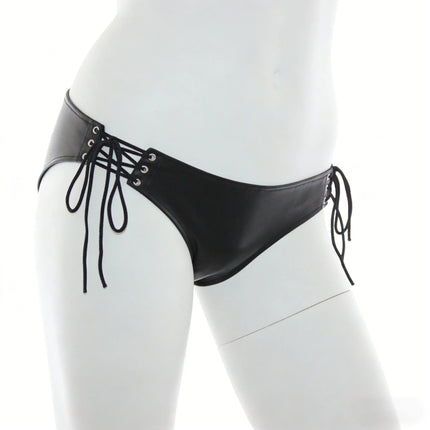 Latex Panties Sex Lingiere For Men Laced Up panty Bondage Underwear Open Crotch Knicker transparent Chastity Thong Unisex Thong