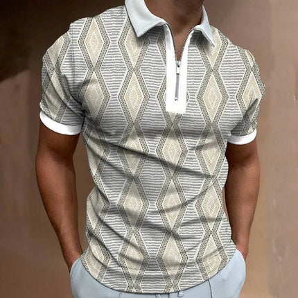 Summer Men's Short-Sleeved Lapel Polo Shirt Fashionable and Casual Men's Top 100% Polyester Fiber