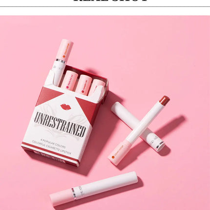 4 pcs/set Cigarette Lipstick Set Long Lasting Lip Glaze Matte Lip Gloss Waterproof Lip Stick Tube Nude Lip Tint Makeup Cosmetics