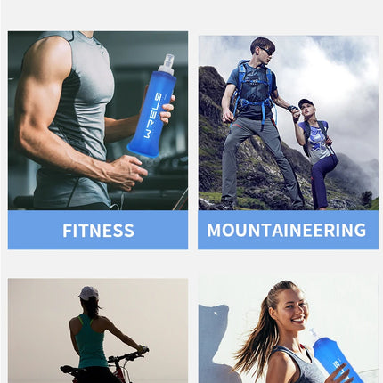 WRELS Folding Water Bottle TPU BPA-Free Collapsible Soft Flask Outdoor Sport Hiking Camping Running Portable Soft Water Bottle