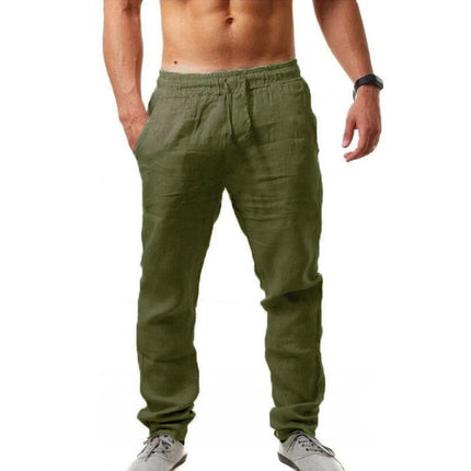 2024 New Men's Cotton Linen Pants Male Autumn New Breathable Solid Color Linen Trousers Fitness Streetwear S-3XL Jogging pants