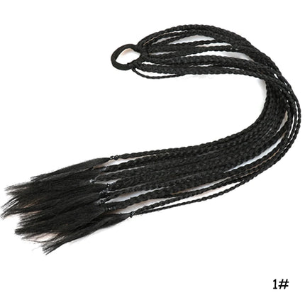 AZQUEEN Synthetic Rainbow Color Braided Ponytail For Girls Hair Elastic Rubber Band 60CM Braid Pony Tail Hair Extensions
