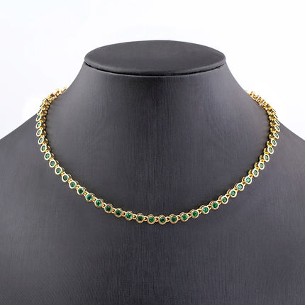 AIBEF INS Popular Romantic 5 Colors Rhinestone Women Pendant Gold Plated Iced Out Tennis Chain Necklace Charm Copper Zircon Gift