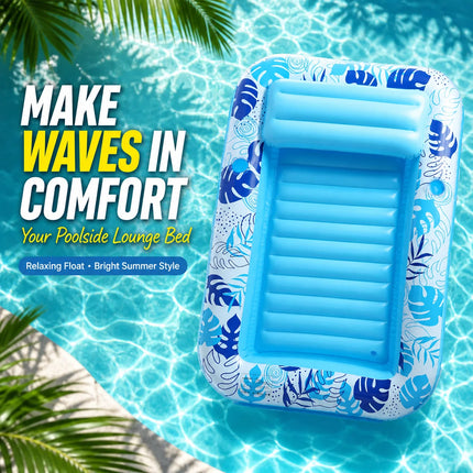 1PC Inflatable Tanning Pool Lounger Float, Large Pool Floats Adult with Pillow, 4 in 1 Suntan Tub Raft Floatie