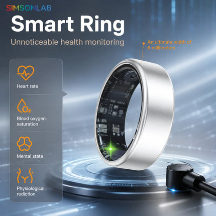 2026 Smart Ring Health Tracking High-capacity Battery IP68 Waterproof Real-Time Blood Oxygen Monitoring Lightweight Design