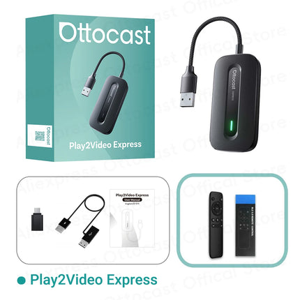 Ottocast Play2Video Ultra/Express Wireless CarPlay Android Auto Adapter Android AI Box for Netflix Youtube Spotify Accessories