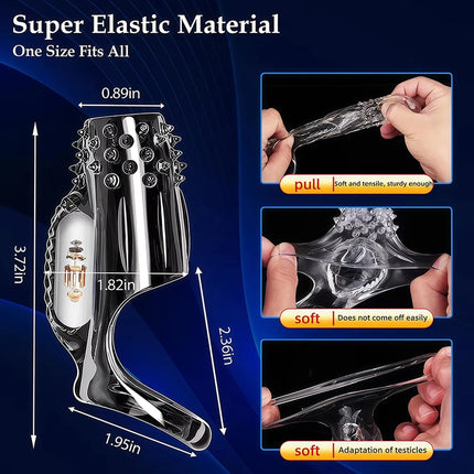 Penis CockRing Vibrator for Men Ejaculation Delay Penis Vibrating Sleeve G Spot Clit Stimulation Sex Toys for Couple Adult Games