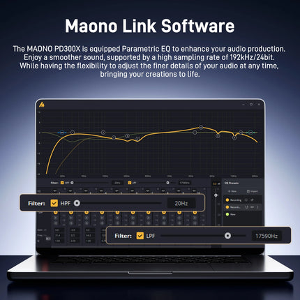 maono PD300X Dynamic Microphone XLR USB Podcast Recording Mic 192kHz24bit for Content Creation Home Audio Studio Noise Reduction