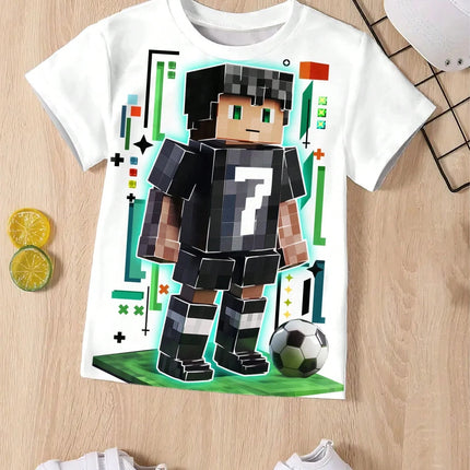 Casual & Fashionable T-Shirt Cartoon Cool Graphic Crew Neck Short Sleeve Children's Outdoor Clothing Popular Hot Selling Item