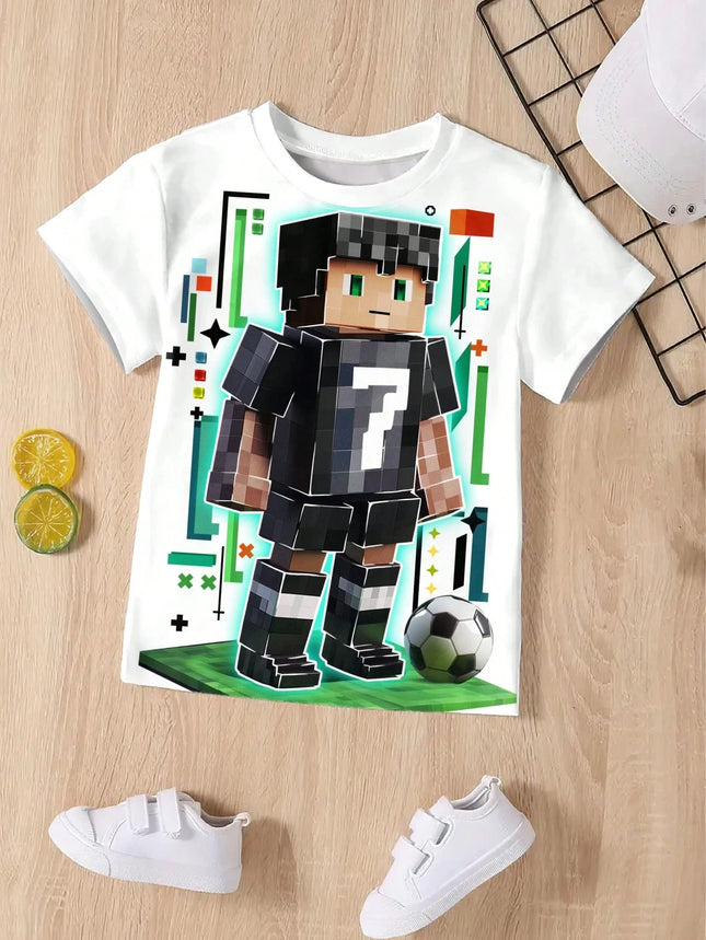 Casual & Fashionable T-Shirt Cartoon Cool Graphic Crew Neck Short Sleeve Children's Outdoor Clothing Popular Hot Selling Item