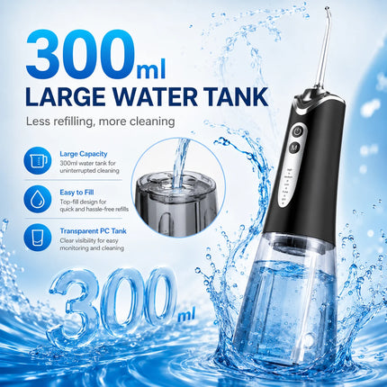 Portable Wireless Water Flosser 300ml Oral Irrigator 5 Modes 4 Nozzles IPX7 Waterproof Deep Cleaning Of the Mouth And Teeth New